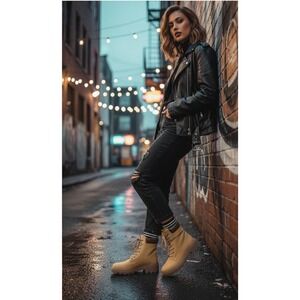 Women's Platform‎ Heel Boot Tan/Brown Size 9.5